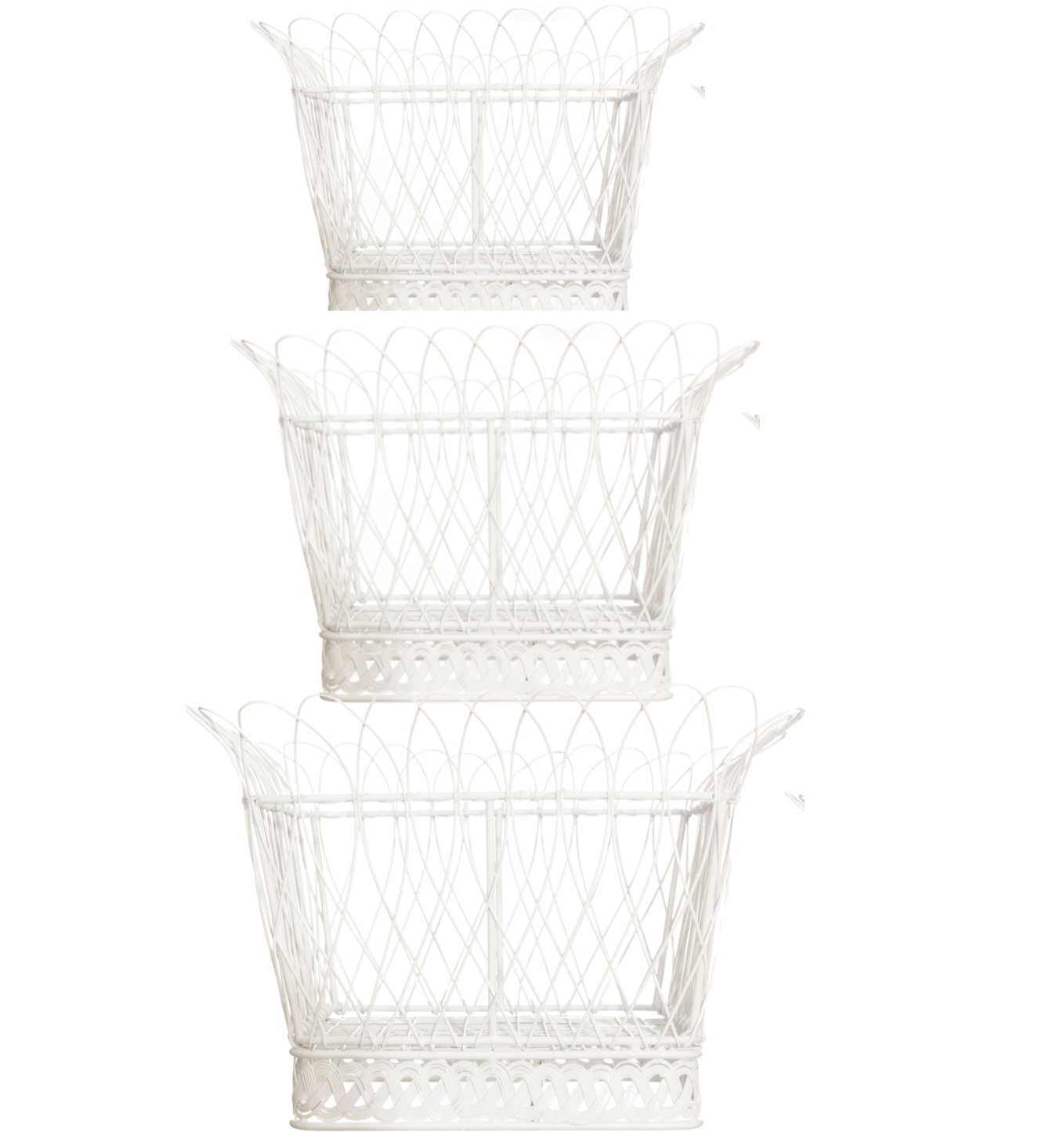 Square White French Wire Basket (3 Sizes)