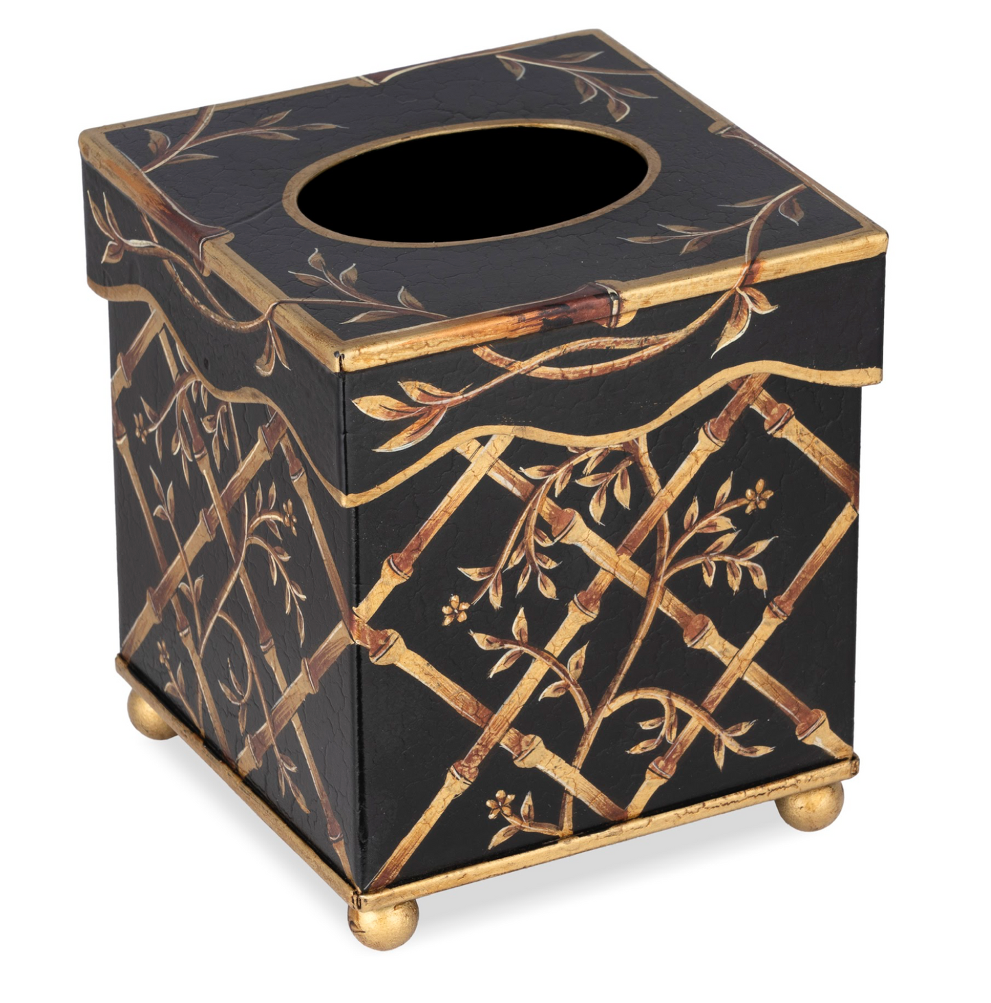 Black Bamboo & Floral Wastepaper Basket & Tissue (3 Options)