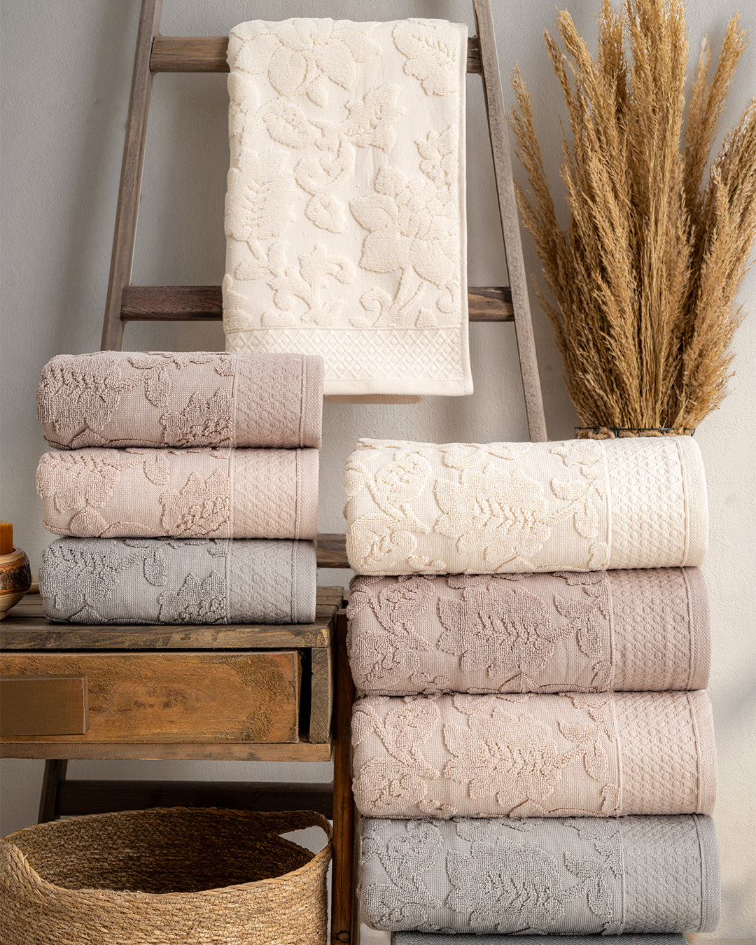 Serava Maya Embroidered Towel Set – Premium Hand & Kitchen Towels