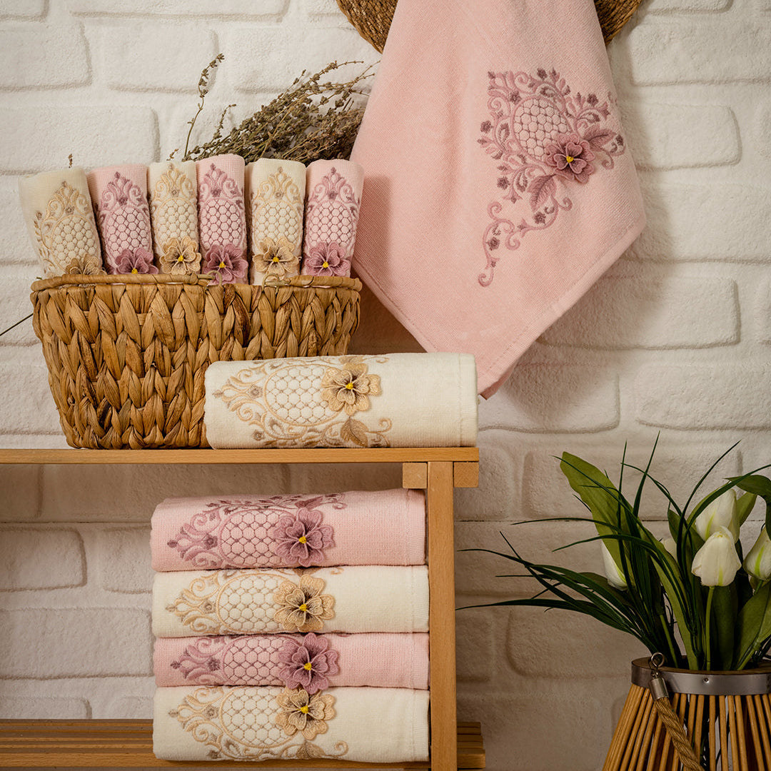 Absorba embroidered velvet towel set premium hand towels styled for a luxury bathroom look by PNRDECOR ship from USA