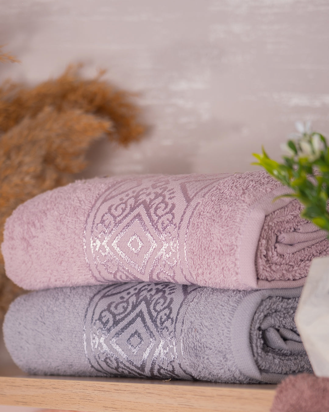 Soakta Embroidered Towel Set – Premium Hand & Kitchen Towels