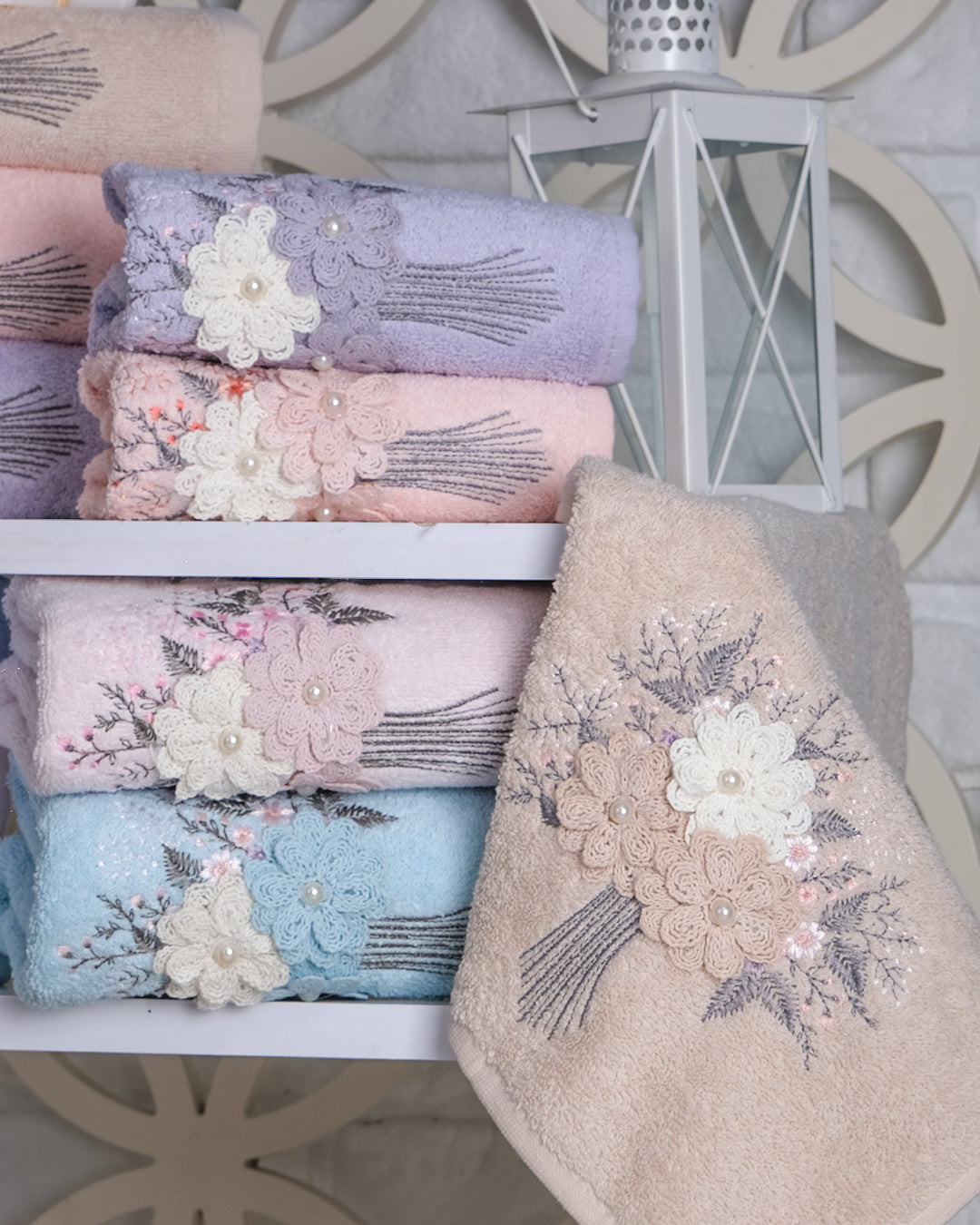 Velora Embroidered Cotton Towel Set – Premium Hand & Kitchen Towels