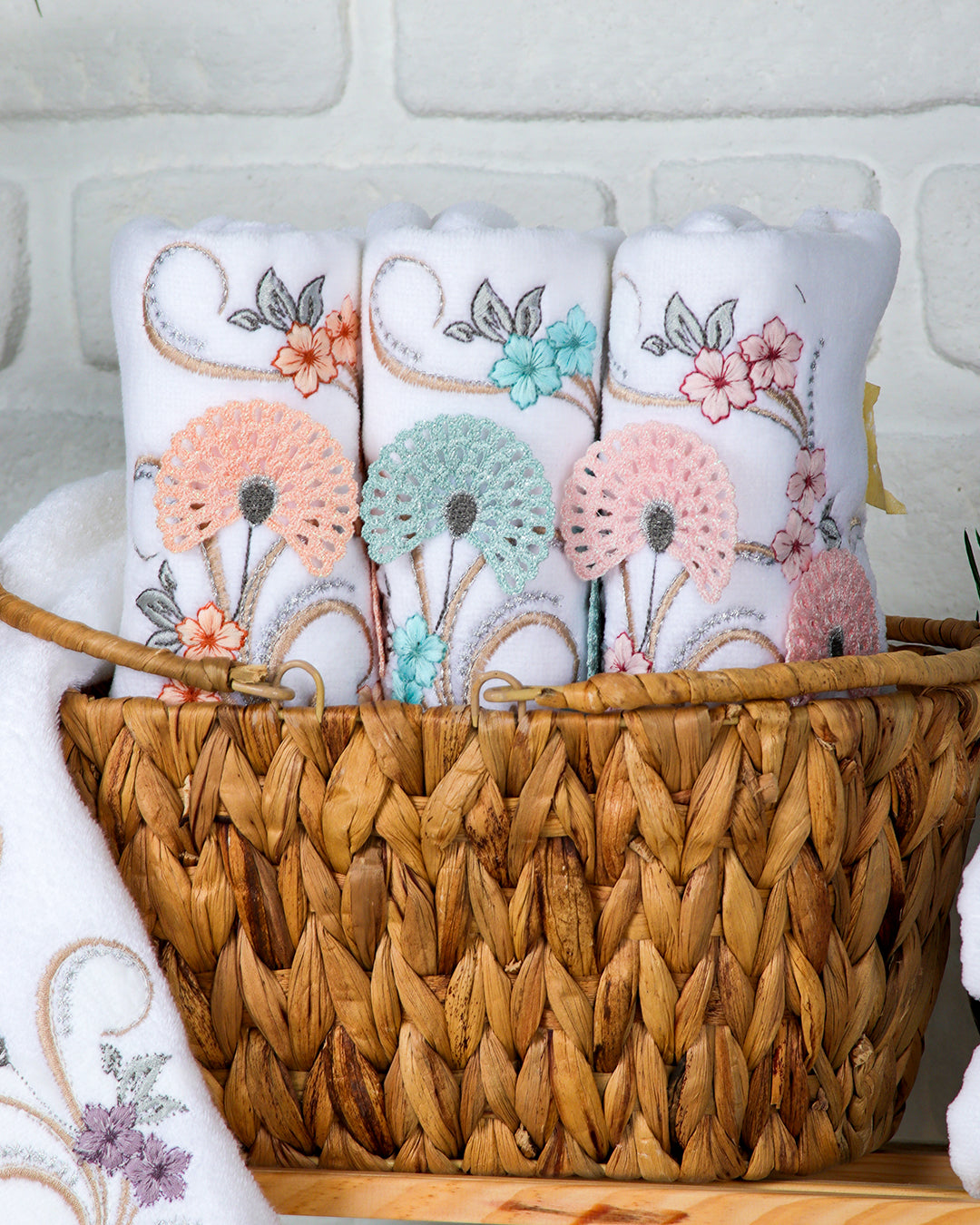 Lunara Embroidered Velvet Towel Set – Premium Hand & Kitchen Towels