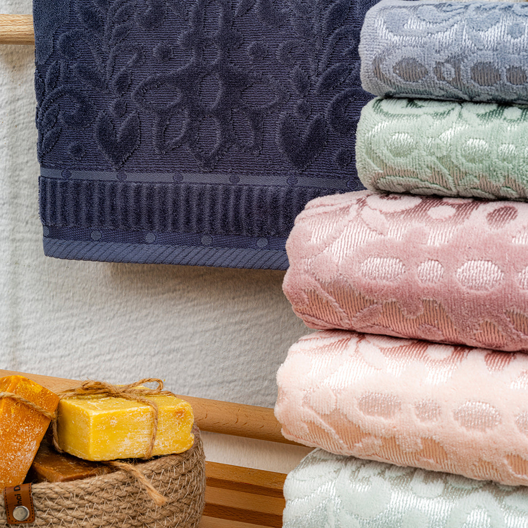 Caressa embroidered kitchen towels hanging in a modern kitchen setup for everyday use by PNRDECOR ship from USA