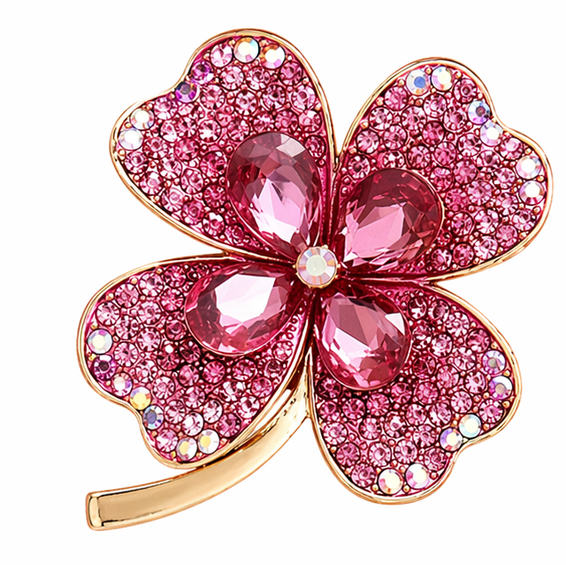 BLUSH BLOOM  RHINESTONE CRYSTAL FLOWER BROOCH