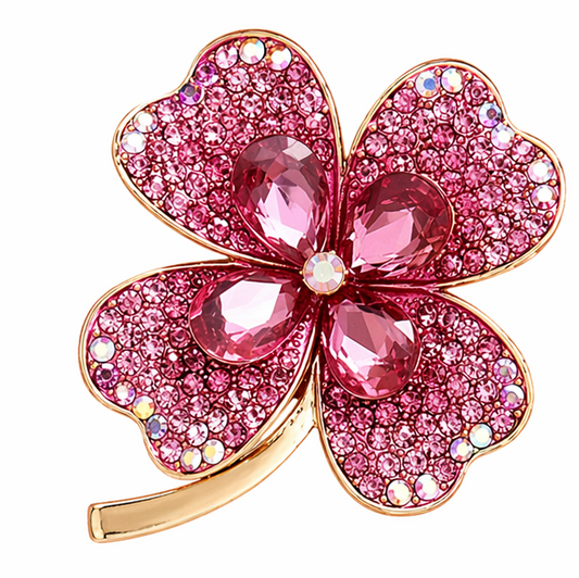 BLUSH BLOOM  RHINESTONE CRYSTAL FLOWER BROOCH