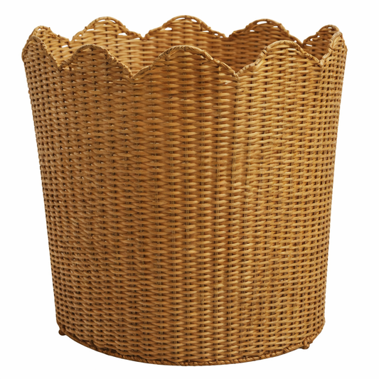 Scalloped Wicker Floor Planter