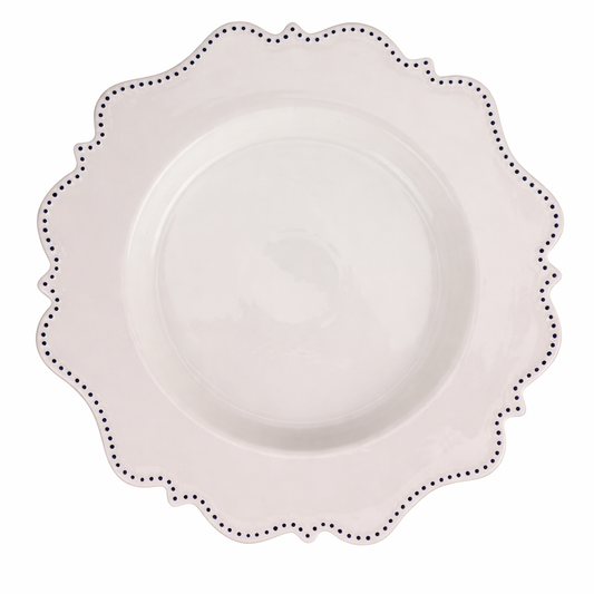 Ivory with Navy Beaded Scalloped Charger