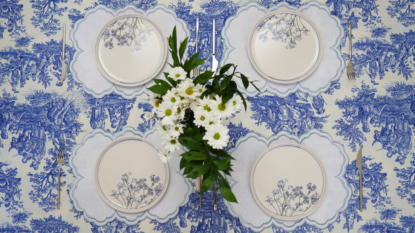 AQUELLE WHITE BLUE TRIM FABRIC PLACEMAT