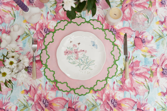 CRESSIDA LIGHT PINK GREEN TRIM FABRIC PLACEMAT