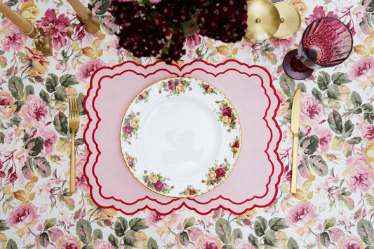 ELARA PINK FABRIC RED TRIM PLACEMAT