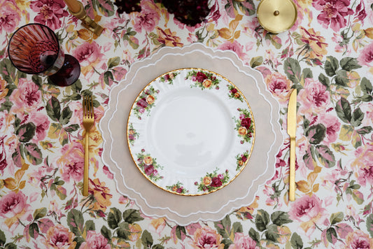 GRATITUDE BEIGE FABRIC WHITE TRIM PLACEMAT