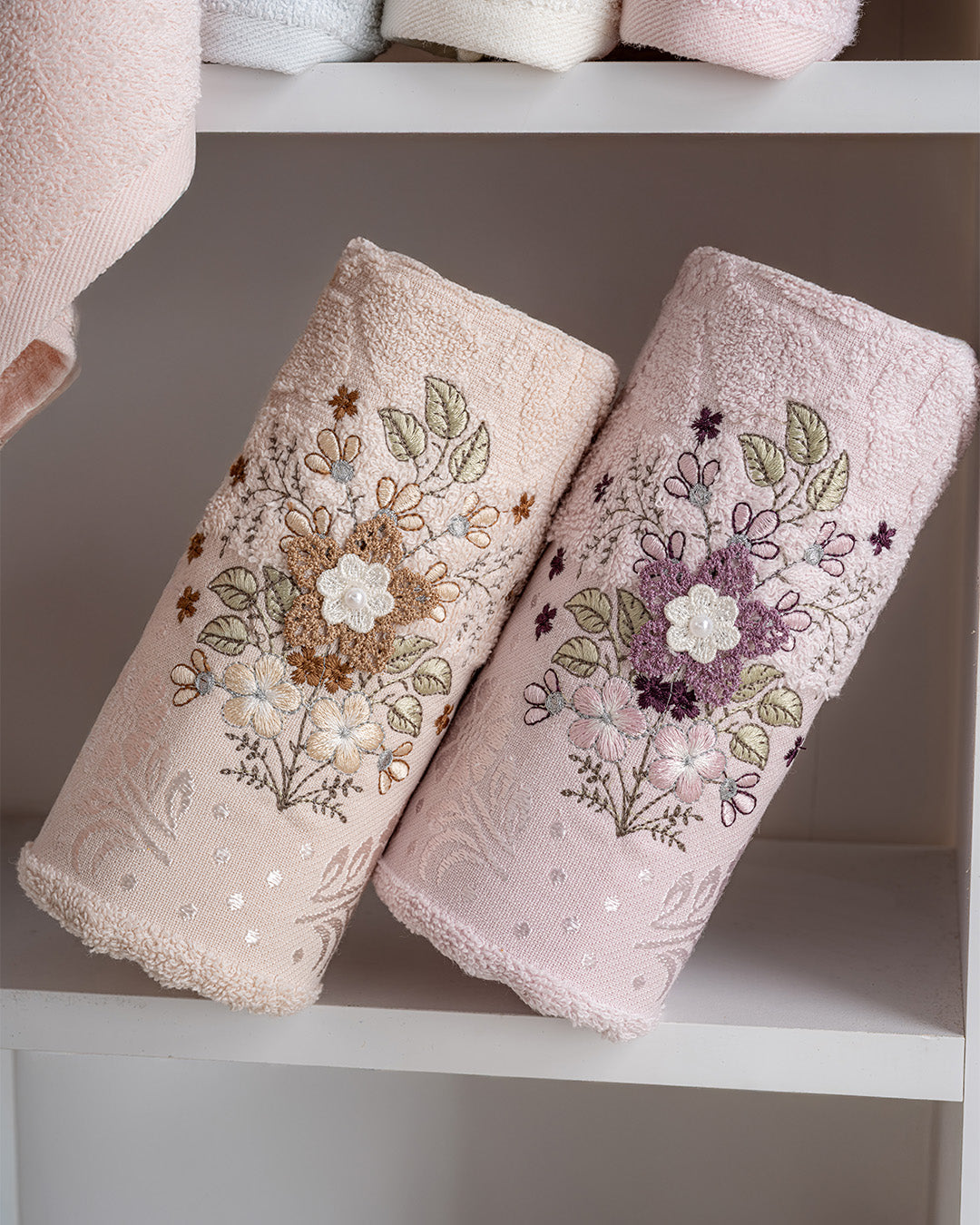 Pluma Embroidered Cotton Towel Set – Premium Hand & Kitchen Towels