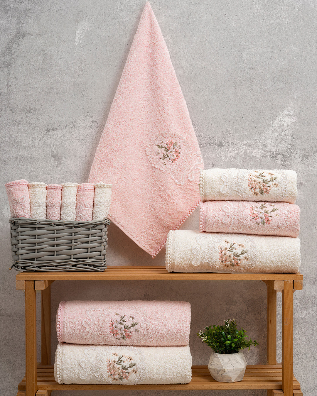 Nuvee Embroidered Cotton Towel Set – Premium Hand Towels