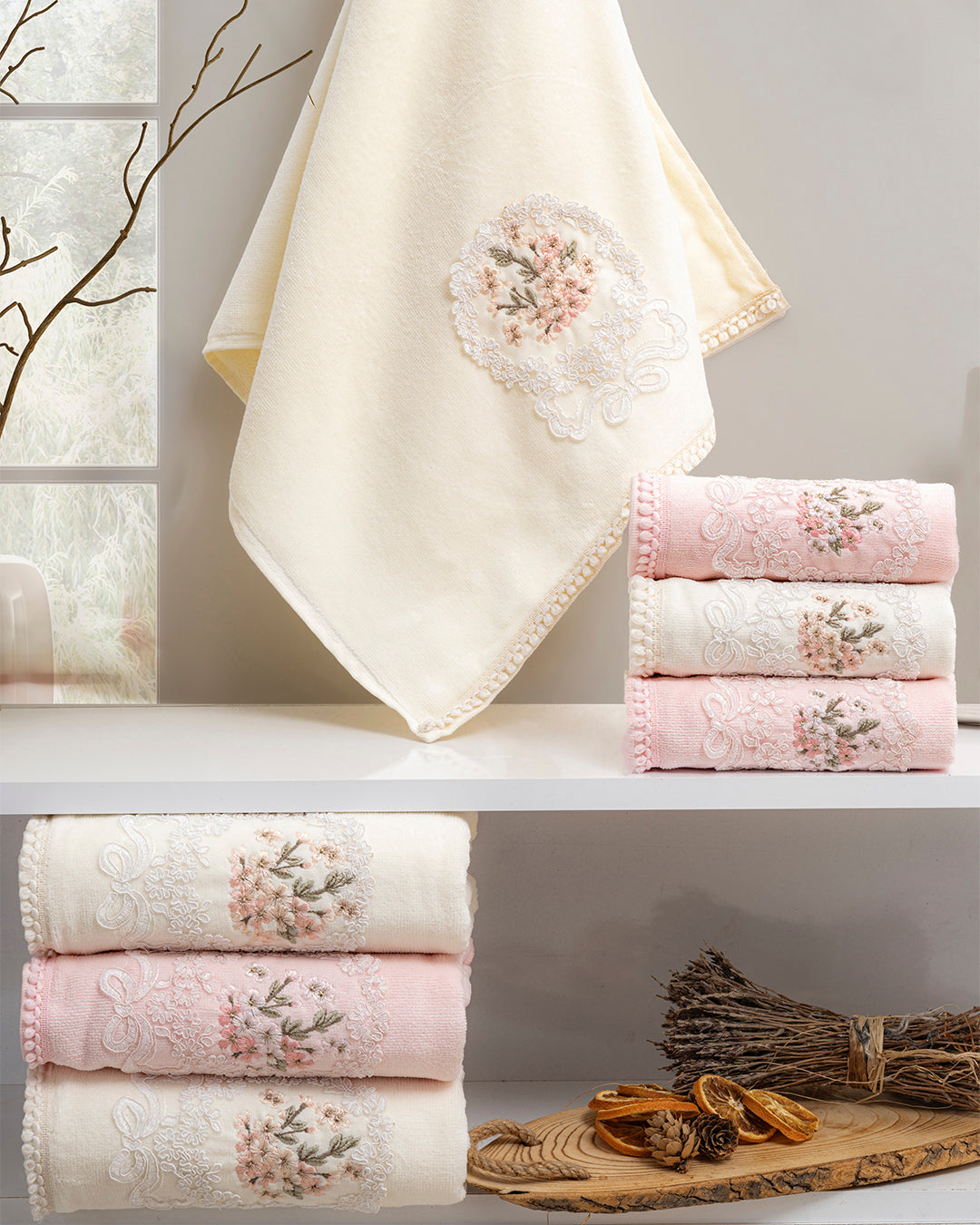 Nuvee Embroidered Velvet Towel Set – Premium Hand & Kitchen Towels