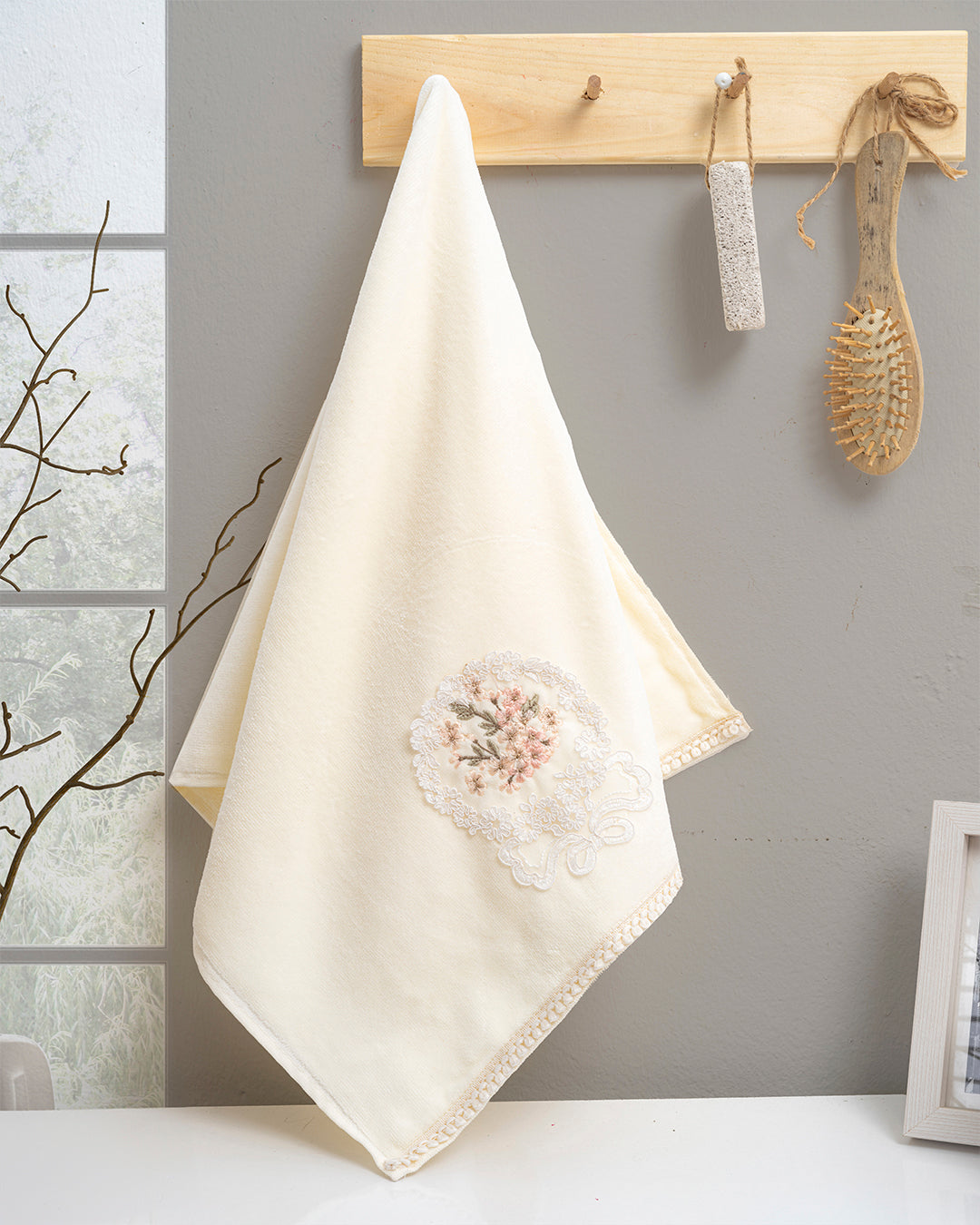 Nuvee Embroidered Velvet Towel Set – Premium Hand & Kitchen Towels