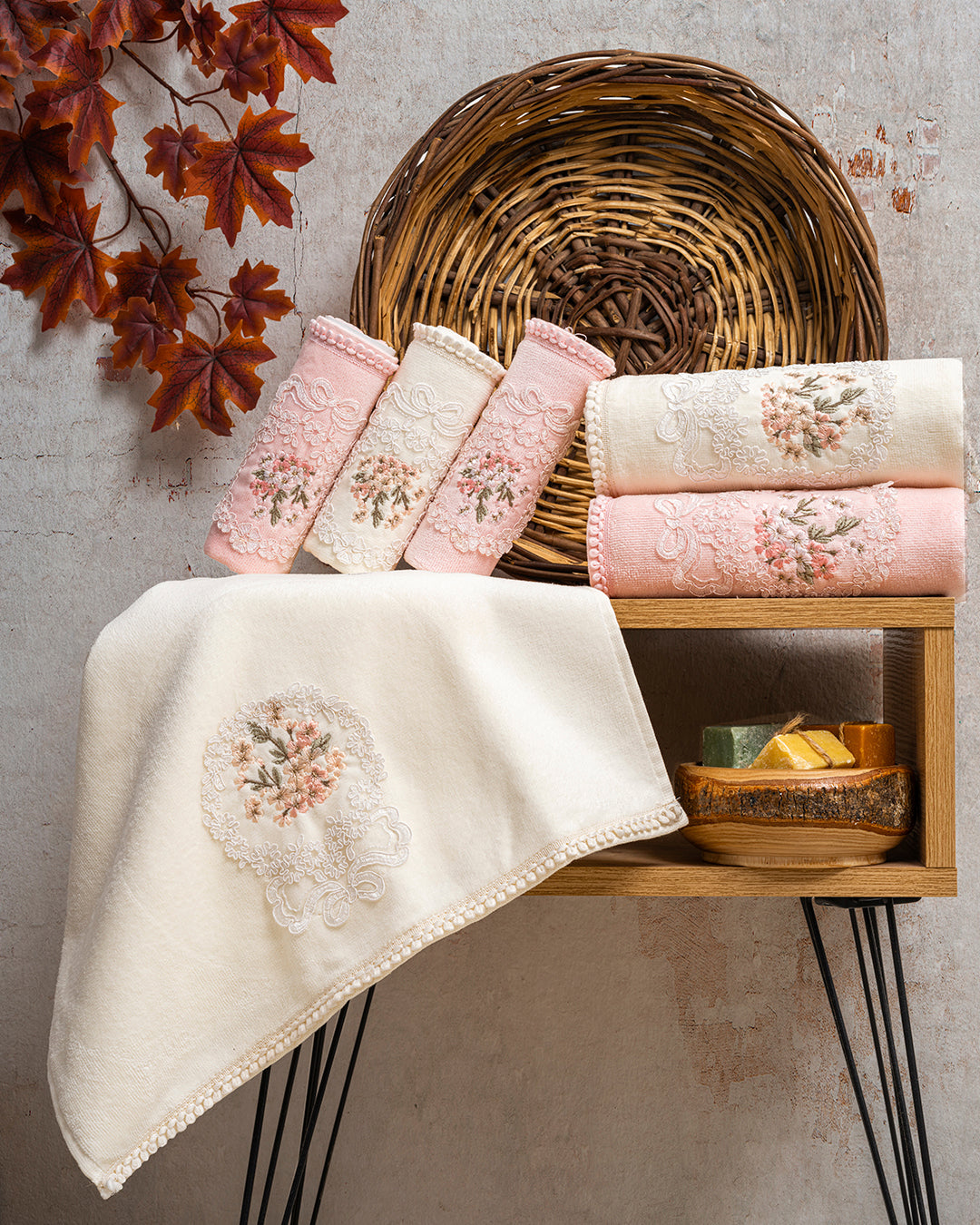 Nuvee Embroidered Velvet Towel Set – Premium Hand & Kitchen Towels