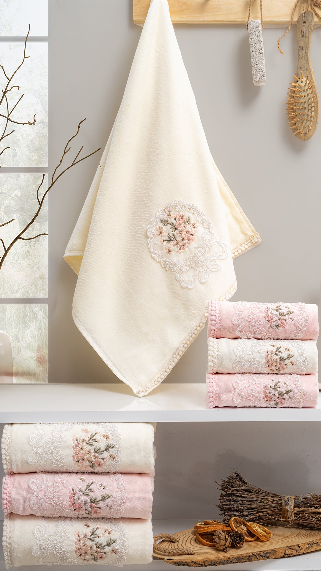 Nuvee Embroidered Velvet Towel Set – Premium Hand & Kitchen Towels