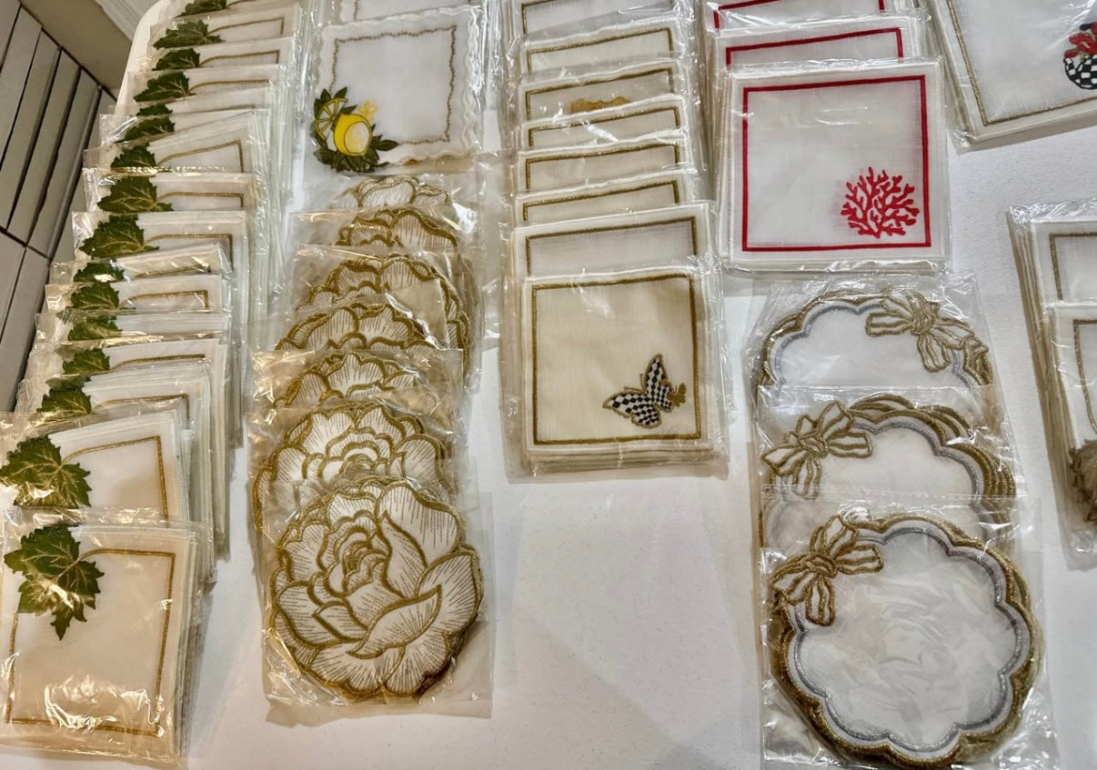 Rose, Leaves, Butterfly Coctail Napkins