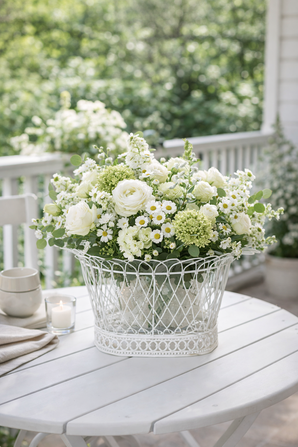 Square White French Wire Basket (3 Sizes)