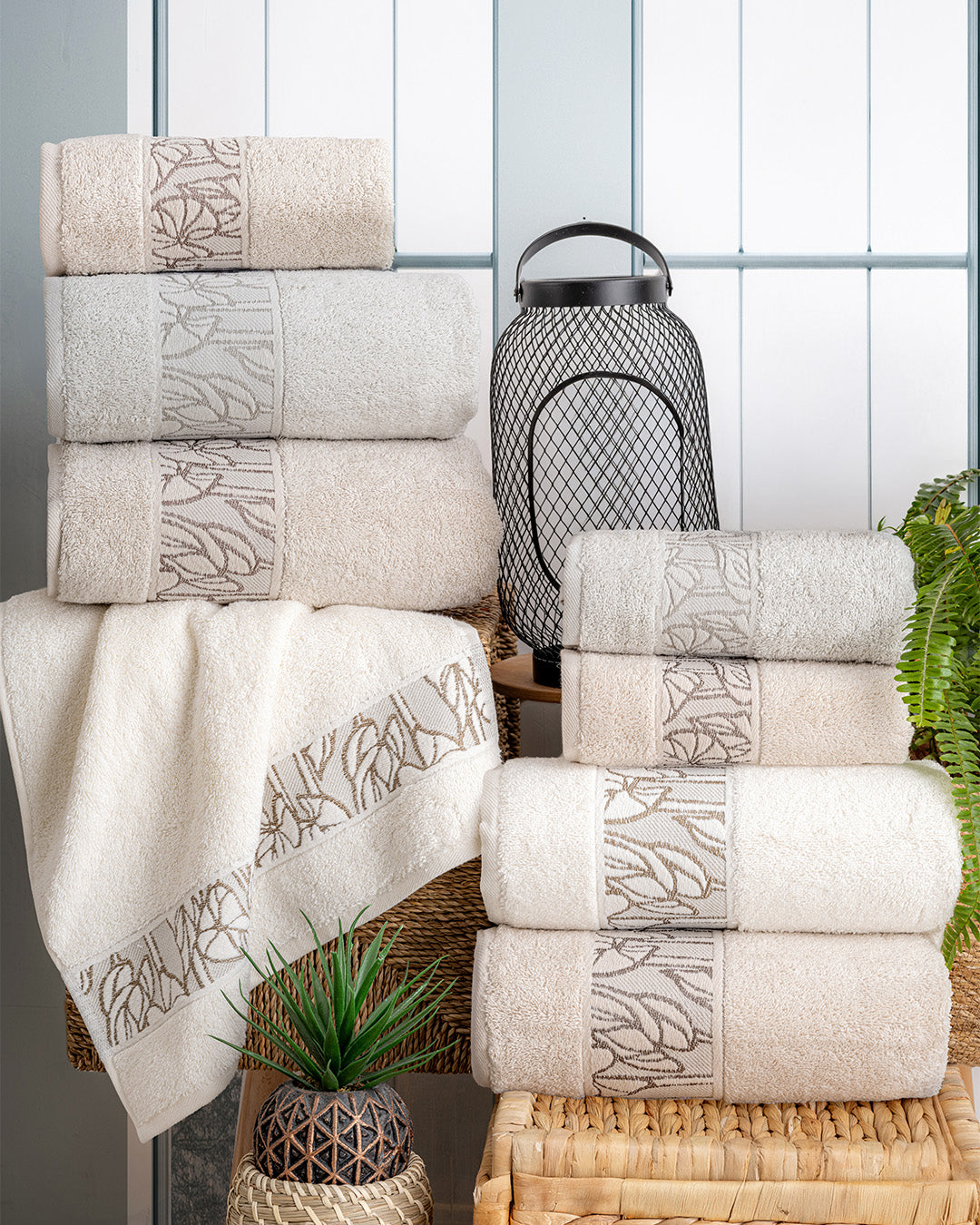 Lavaya Garden Embroidered Towel Set – Premium Hand & Kitchen Towels