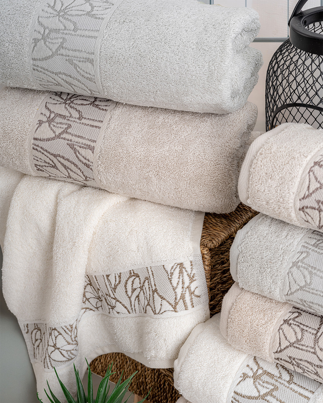 Lavaya Garden Embroidered Towel Set – Premium Hand & Kitchen Towels