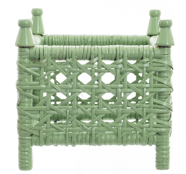 Mint Green Cane Wicker Box Planter
