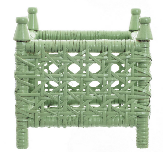 Mint Green Cane Wicker Box Planter