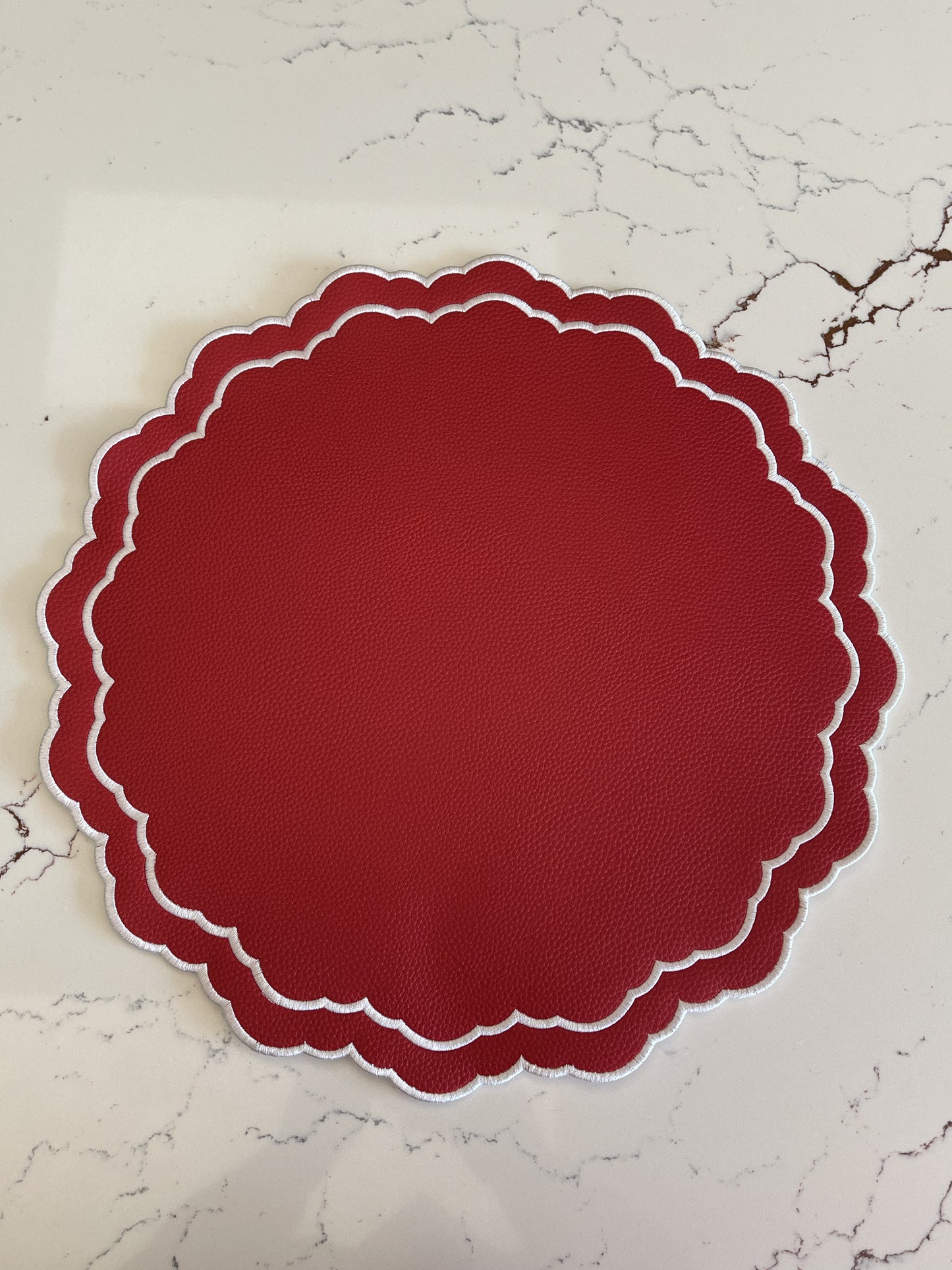 SCARLET RED FAUX LEATHER PLACEMAT