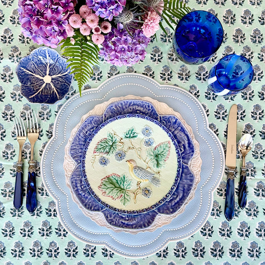 NURTURE SKY BLUE FAUX LEATHER SCALLOPED PLACEMAT (Set Of 4)