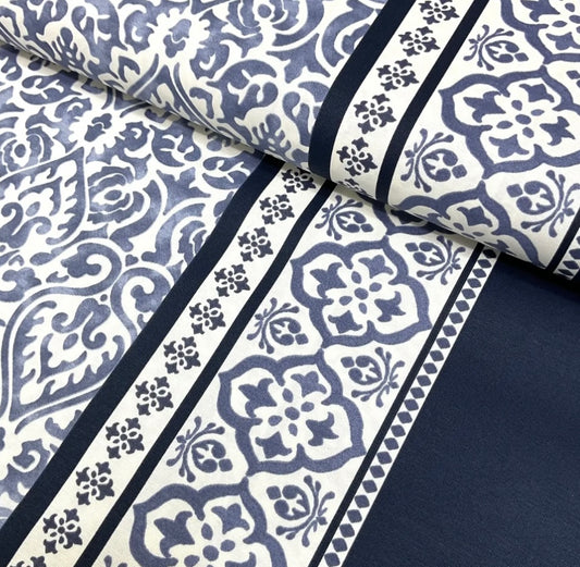 AVELORA BLACK & WHITE RECTANGLE TABLECLOTH