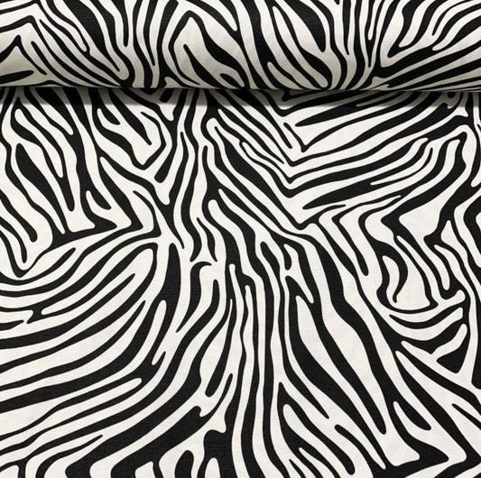 ZEPHYR ZEBRA PRINT BLACK & WHITE RECTANGLE TABLECLOTH