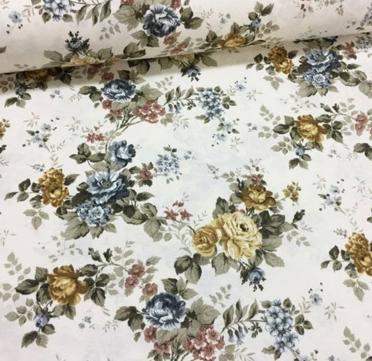 FLOURISH YELLOW BLUE & WHITE RECTANGLE TABLECLOTH