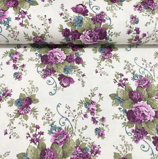FLOURISH PURPLE & WHITE RECTANGLE TABLECLOTH