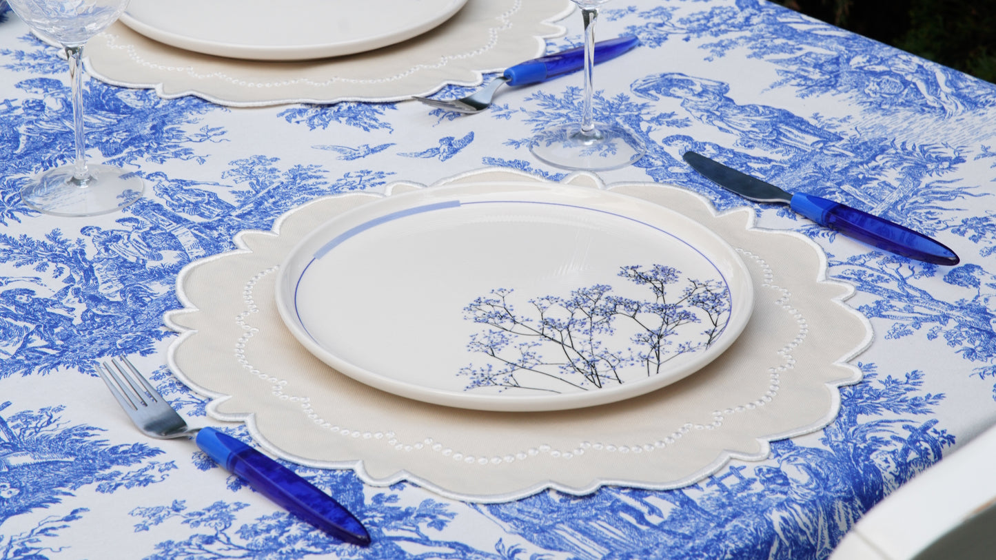 HARMONY CREAM WHITE TRIM FABRIC PLACEMAT