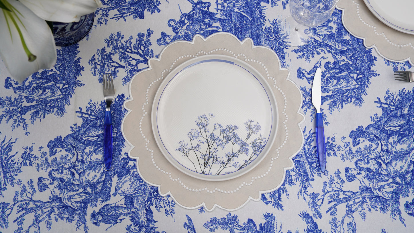 HARMONY CREAM WHITE TRIM FABRIC PLACEMAT