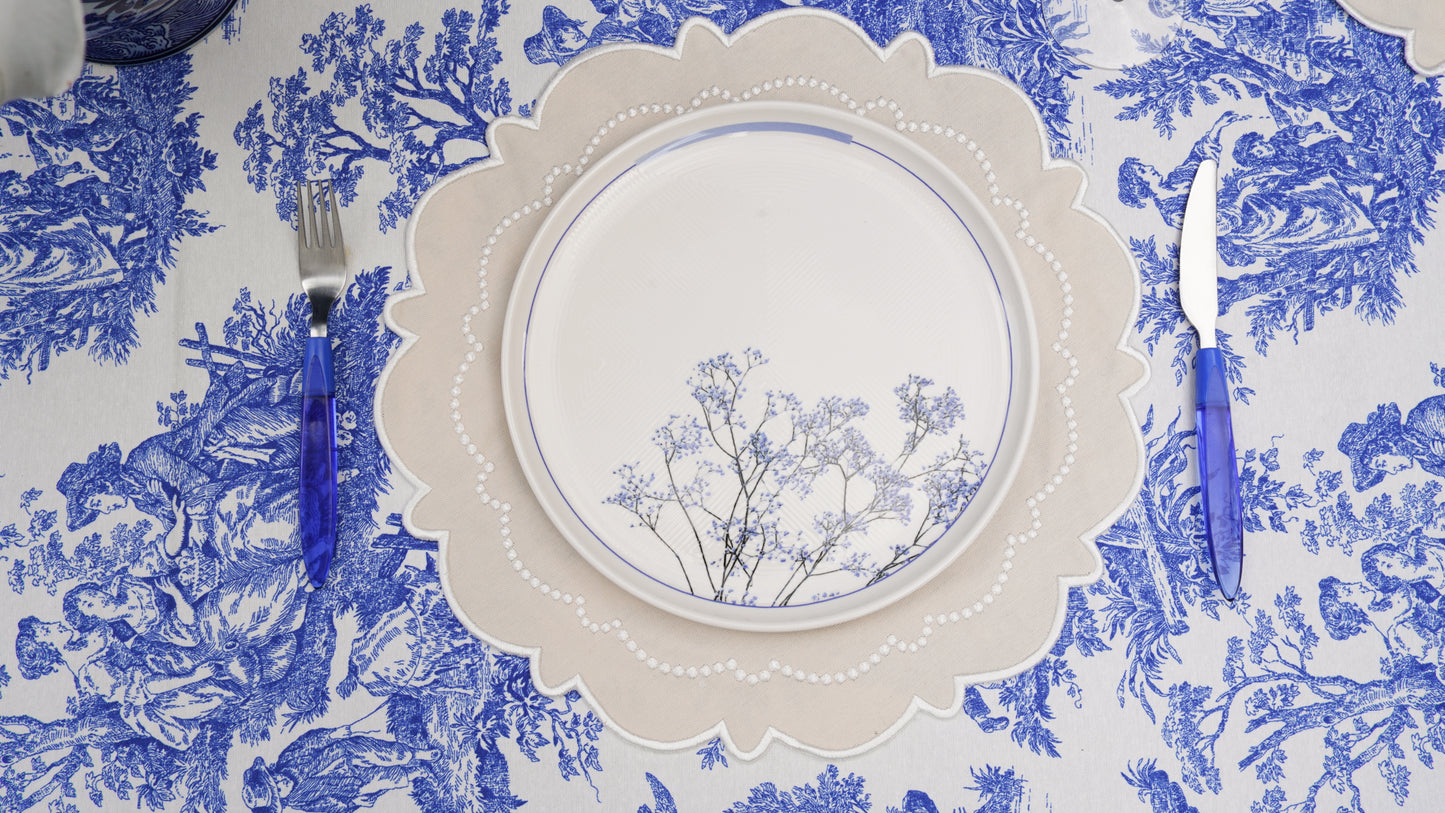 HARMONY CREAM WHITE TRIM FABRIC PLACEMAT