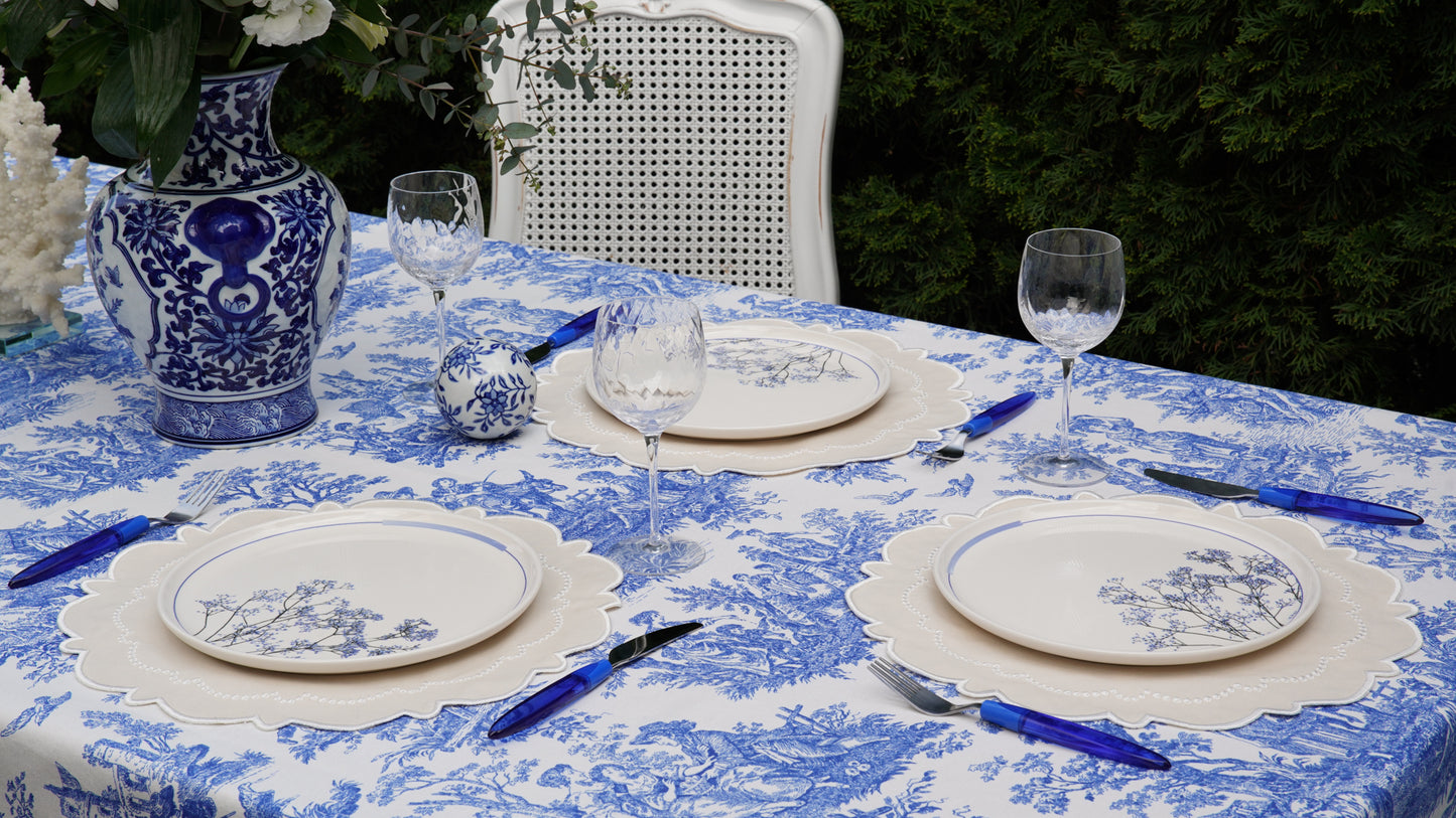 HARMONY CREAM WHITE TRIM FABRIC PLACEMAT