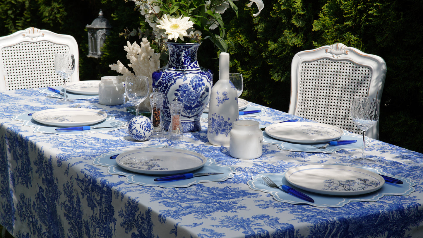 AQUELLE BABY BLUE WHITE TRIM FABRIC PLACEMAT