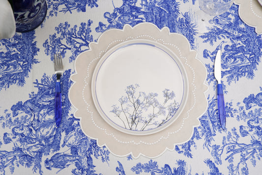 HARMONY CREAM WHITE TRIM FABRIC PLACEMAT