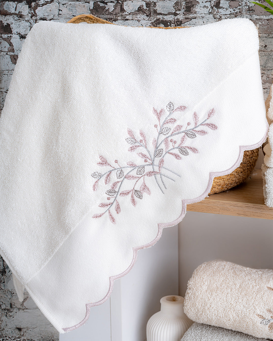 Mollis Embroidered Cotton Towel Set – Premium Hand & Kitchen Towels