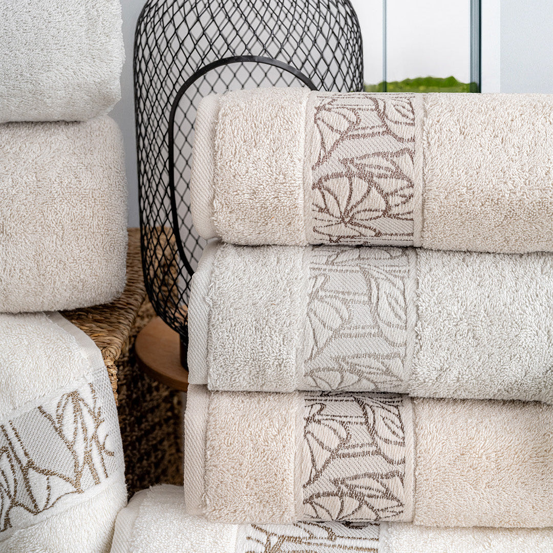 Lavaya Garden premium hand towels folded neatly for bathroom styling and guest use by PNRDECOR ship from USA