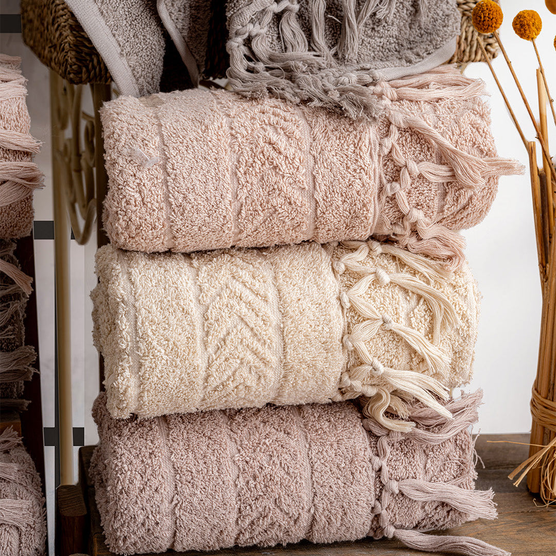 Lavaya Hilda premium hand towels folded neatly for bathroom styling and guest use by PNRDECOR ship from USA