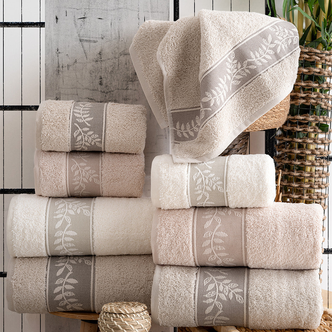 Lavaya Luna embroidered towel set with premium hand and kitchen towels styled for a clean modern home by PNRDECOR ship from USA