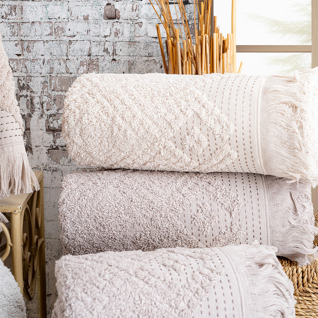 Lavaya Perla premium hand towels folded neatly for bathroom styling and guest use by PNRDECOR ship from USA