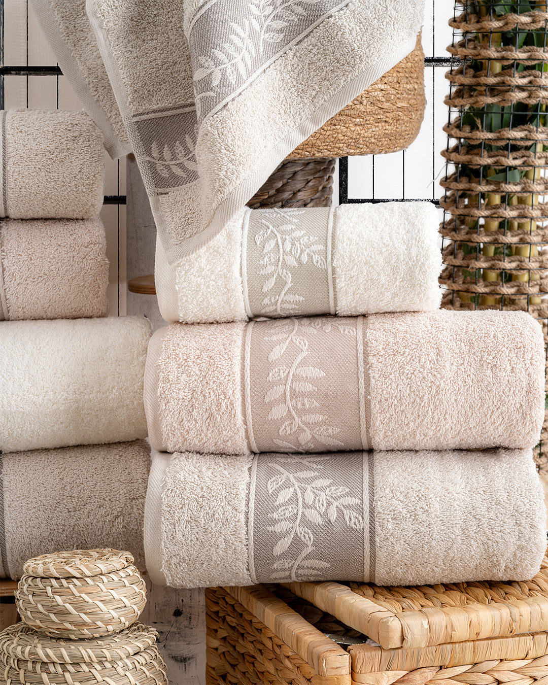 Lavaya Luna Embroidered Towel Set – Premium Hand & Kitchen Towels