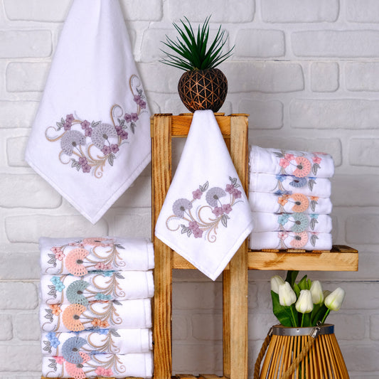 Lunara embroidered velvet towel set with premium hand and kitchen towels styled for a luxury home look by PNRDECOR ship from USA