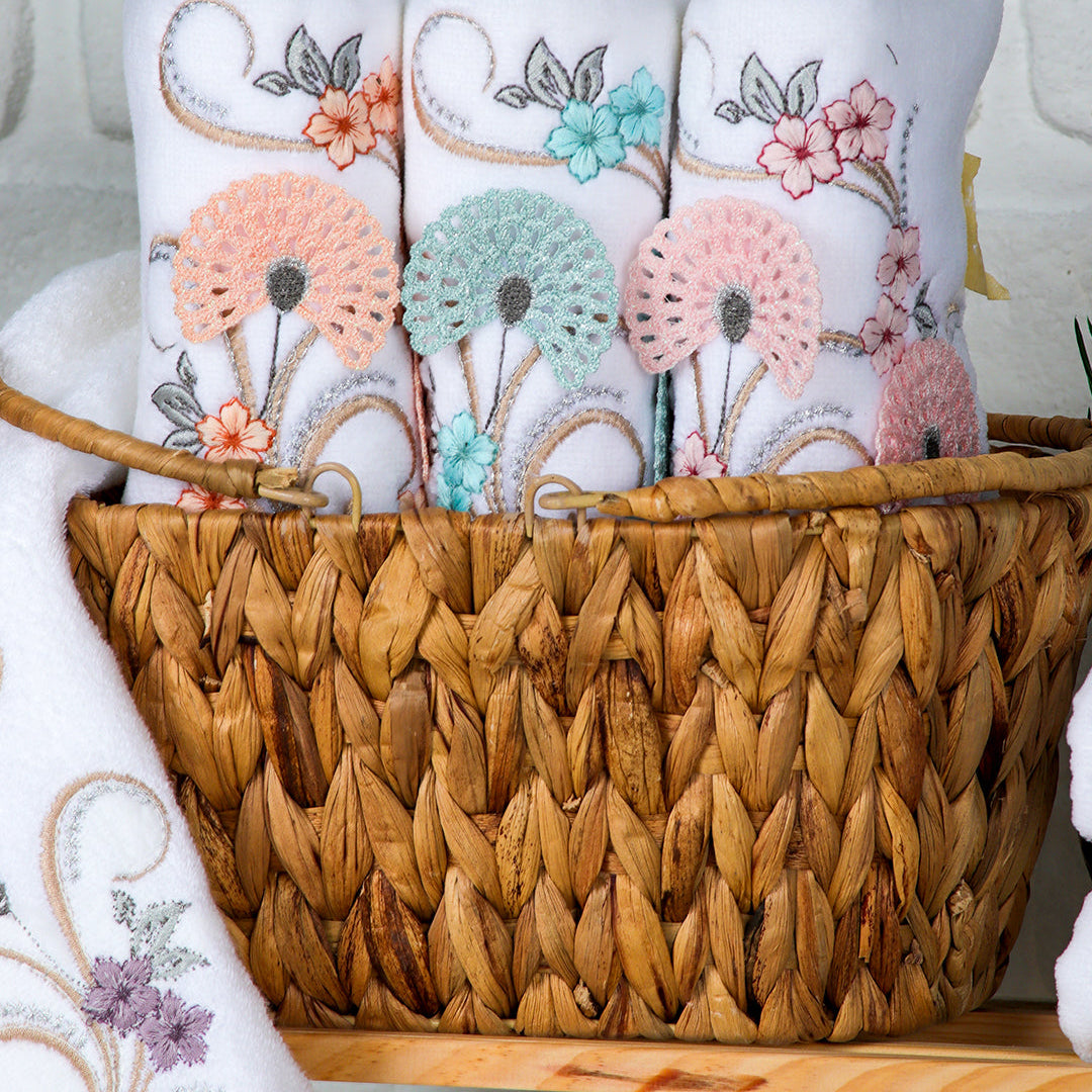 Lunara embroidered velvet towel set presented for gifting housewarming and holidays by PNRDECOR ship from USA