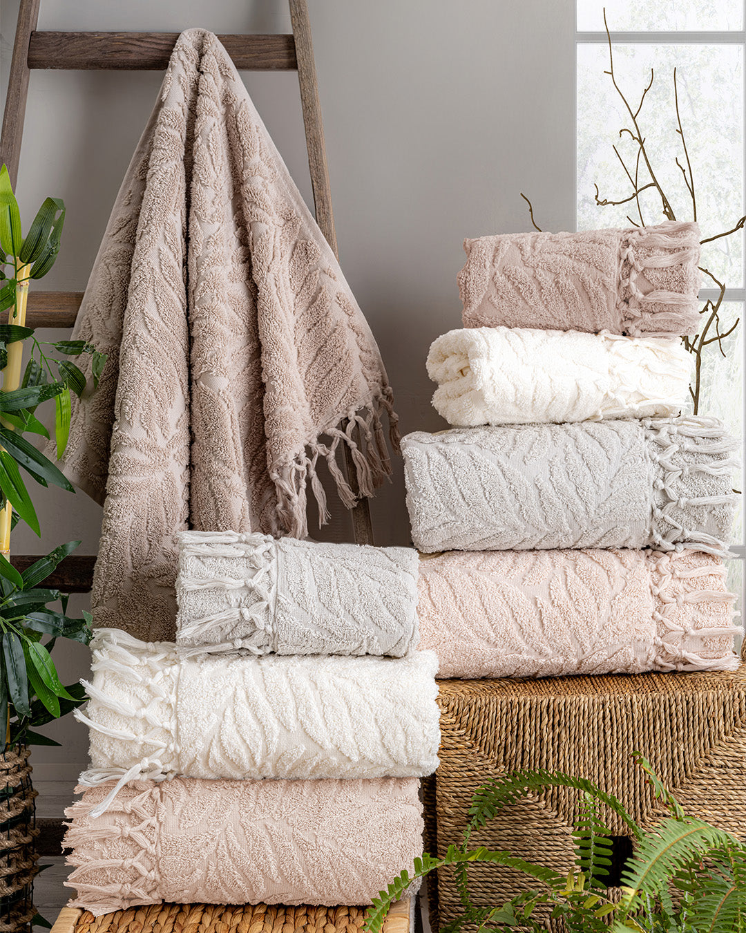 Lavaya Merlin Embroidered Towel Set – Premium Hand & Kitchen Towels