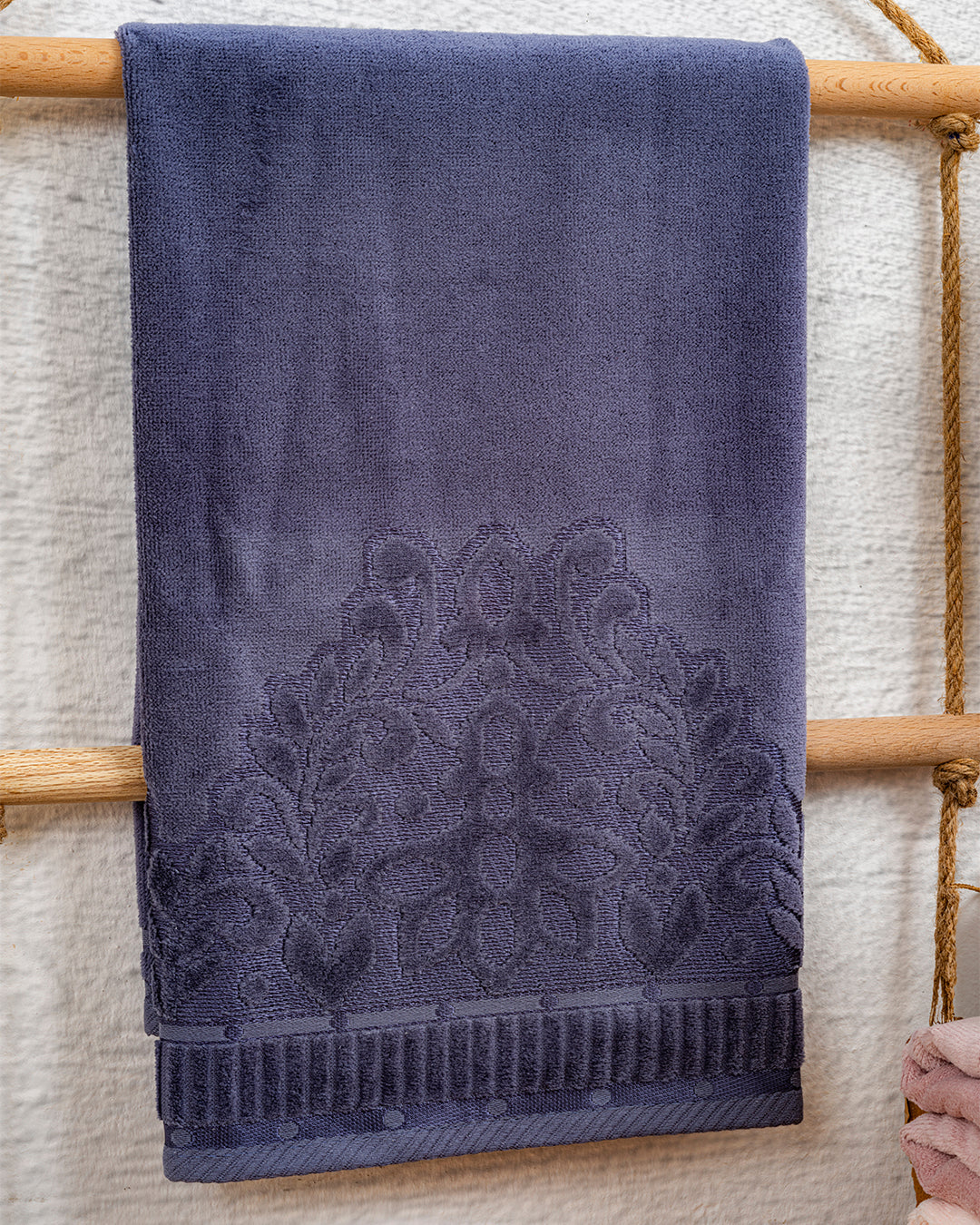 Caressa Embroidered Velvet Towel Set – Premium Hand & Kitchen Towels